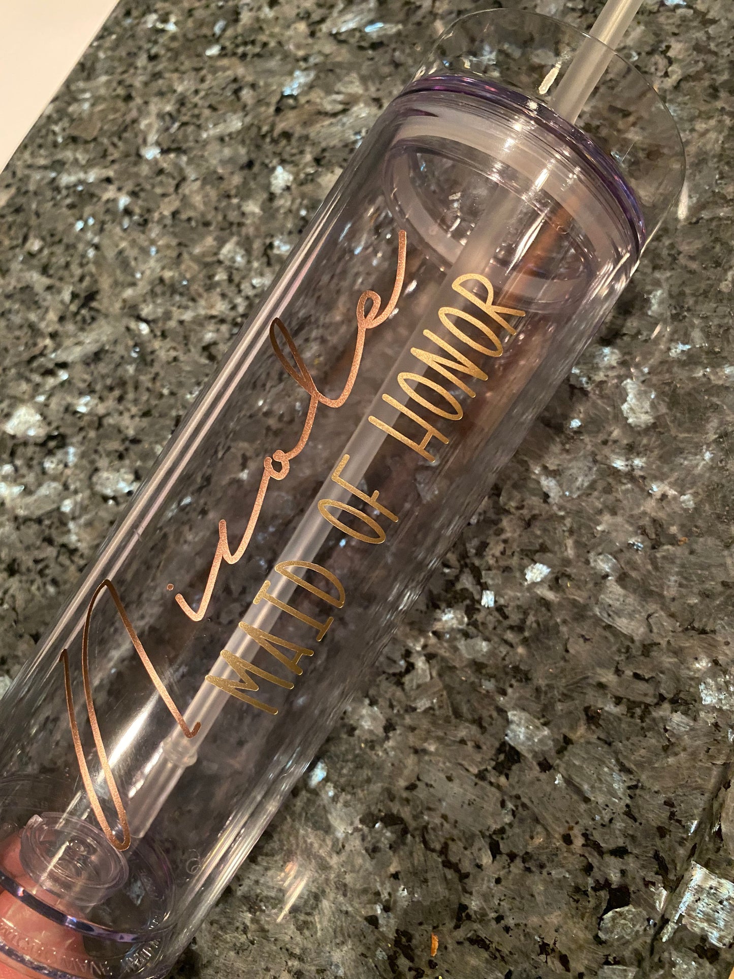 Bridal Party gift - personalized 16oz acrylic skinny tumber - Bridesmaid, Maid of Honor, Wedding Party