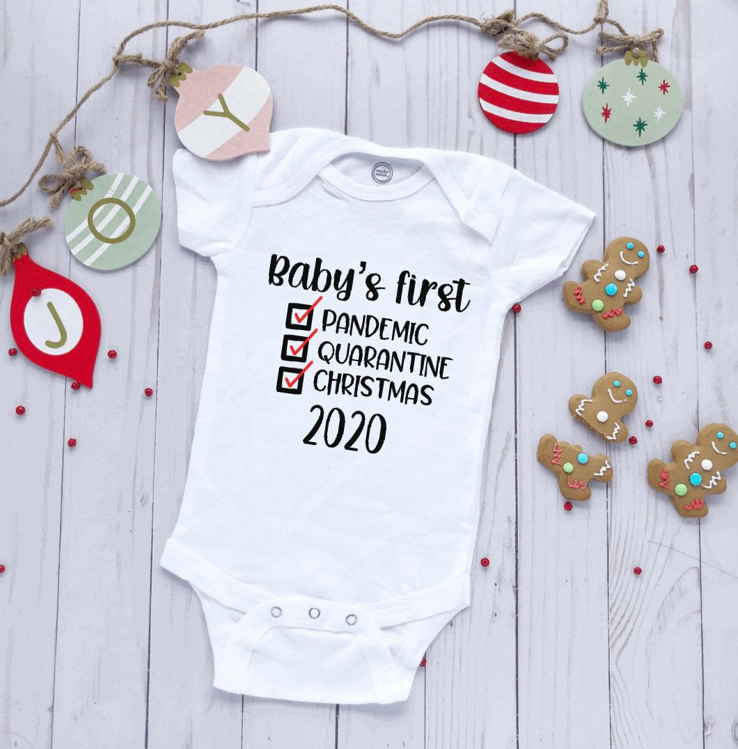 babys first pandemic, quarantine, christmas 2020 baby bodysuit