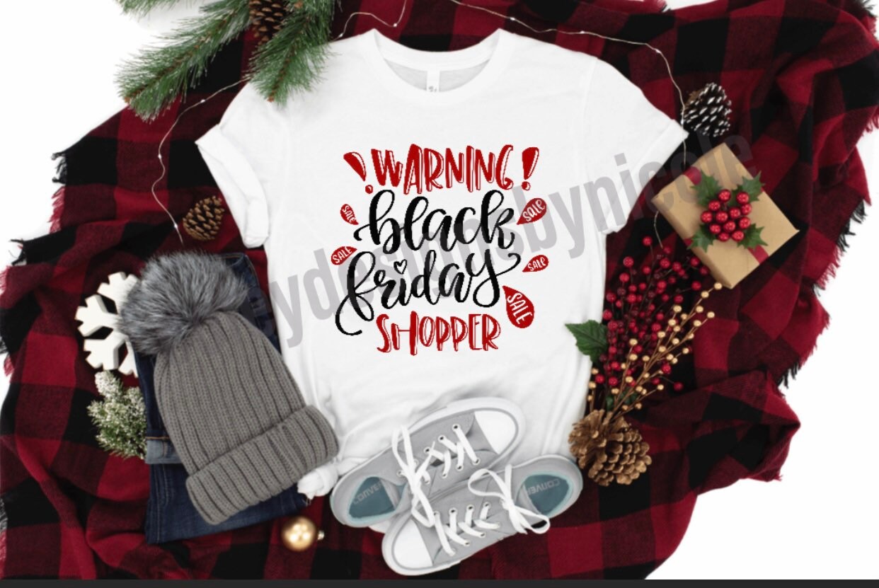warning black friday shopper sale - Holiday tshirt
