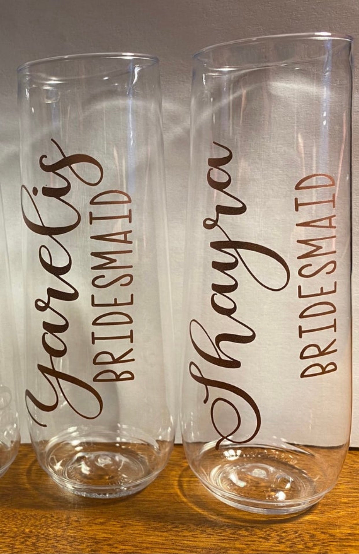 Bridal Party Gift - personalized 9oz Plastic Champagne Flute - Bridesmaid, Maid of Honor, Wedding Party, Birthday, Events, ect.