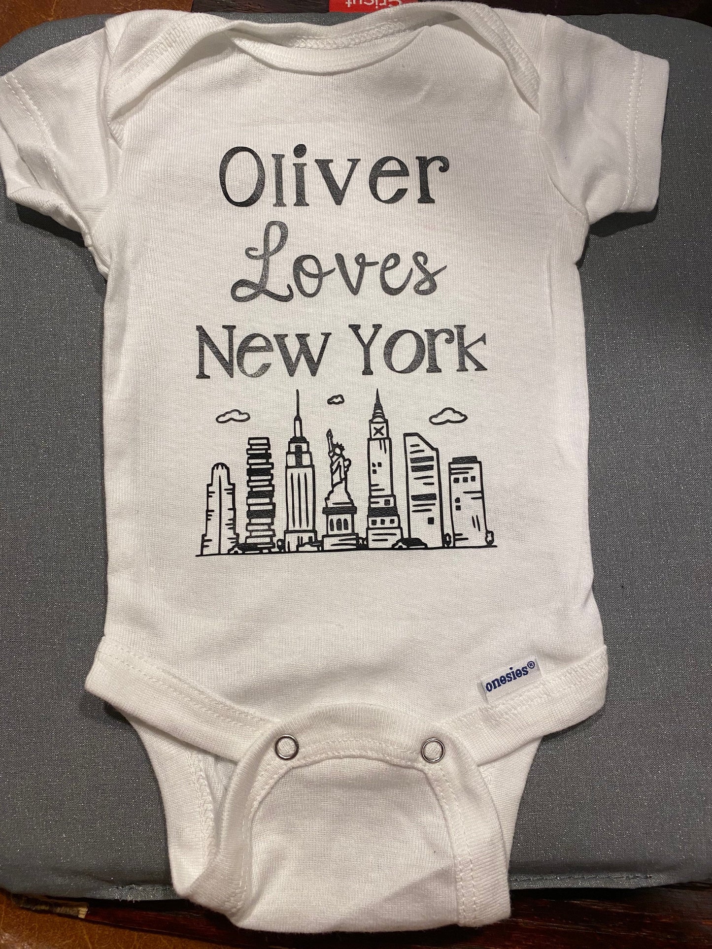 custom baby loves new york bodysuit