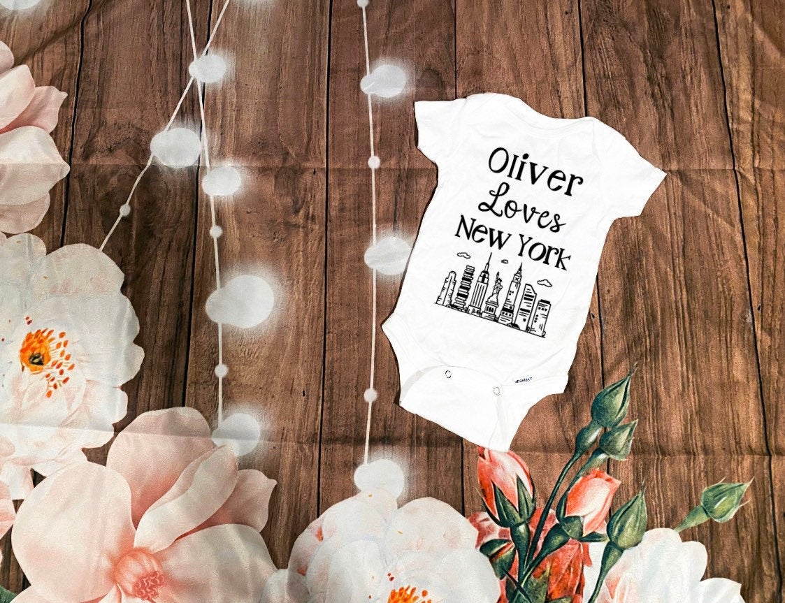 custom baby loves new york bodysuit