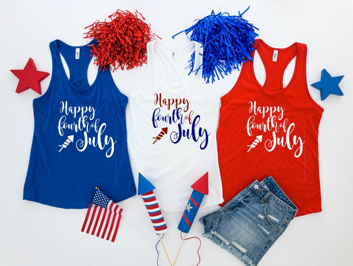 4th of july racerback tank top