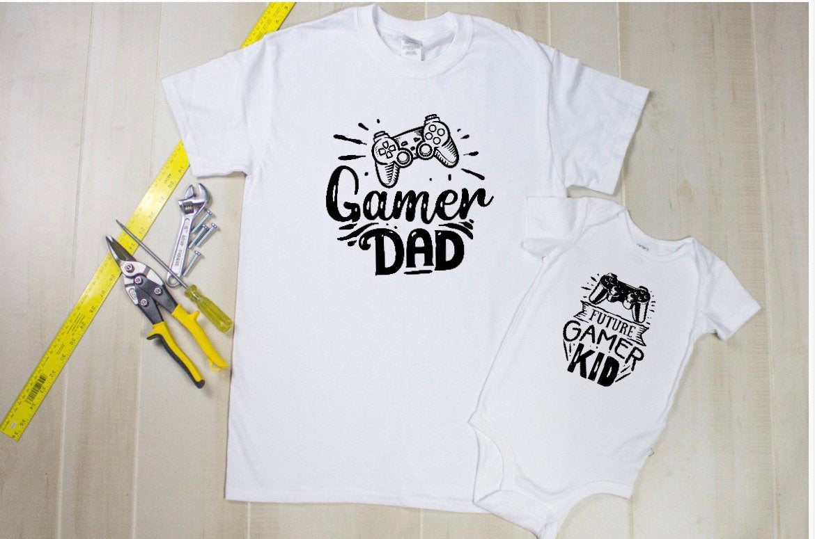 gamer dad - future gamer kid tshirt and bodysuit set