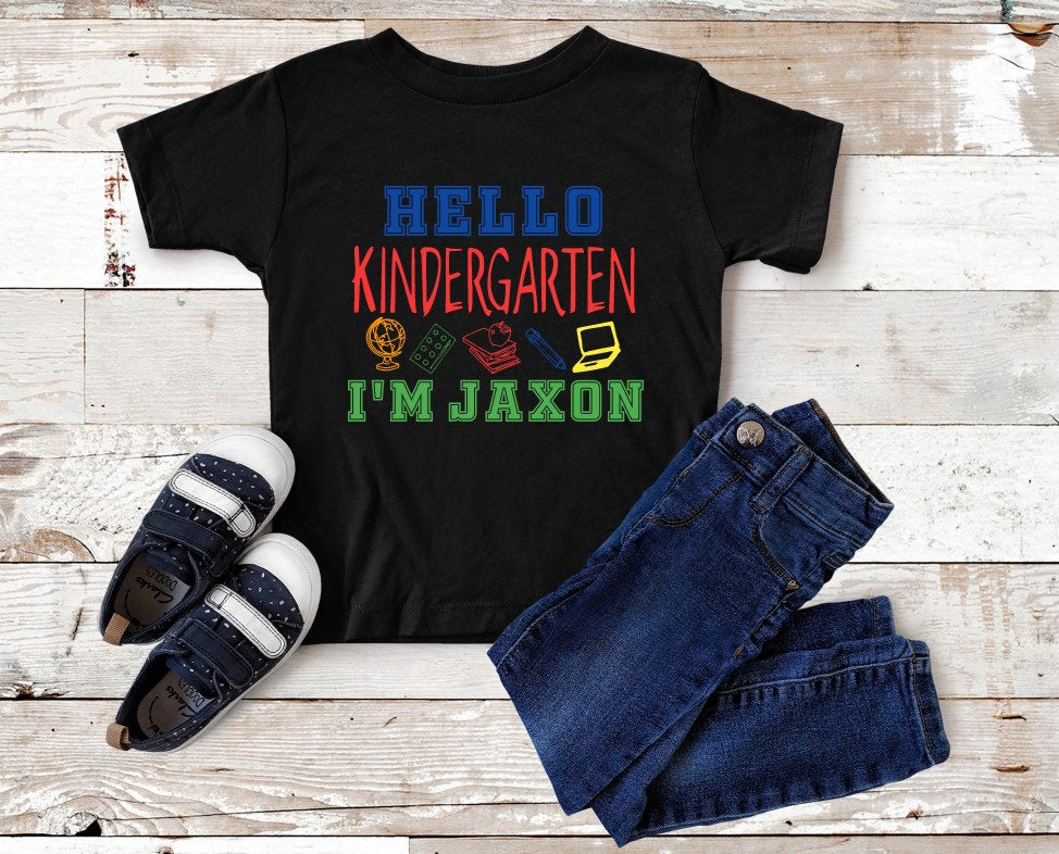 hello kindergarten i’m personalized tshirt youth size listing 1st day!